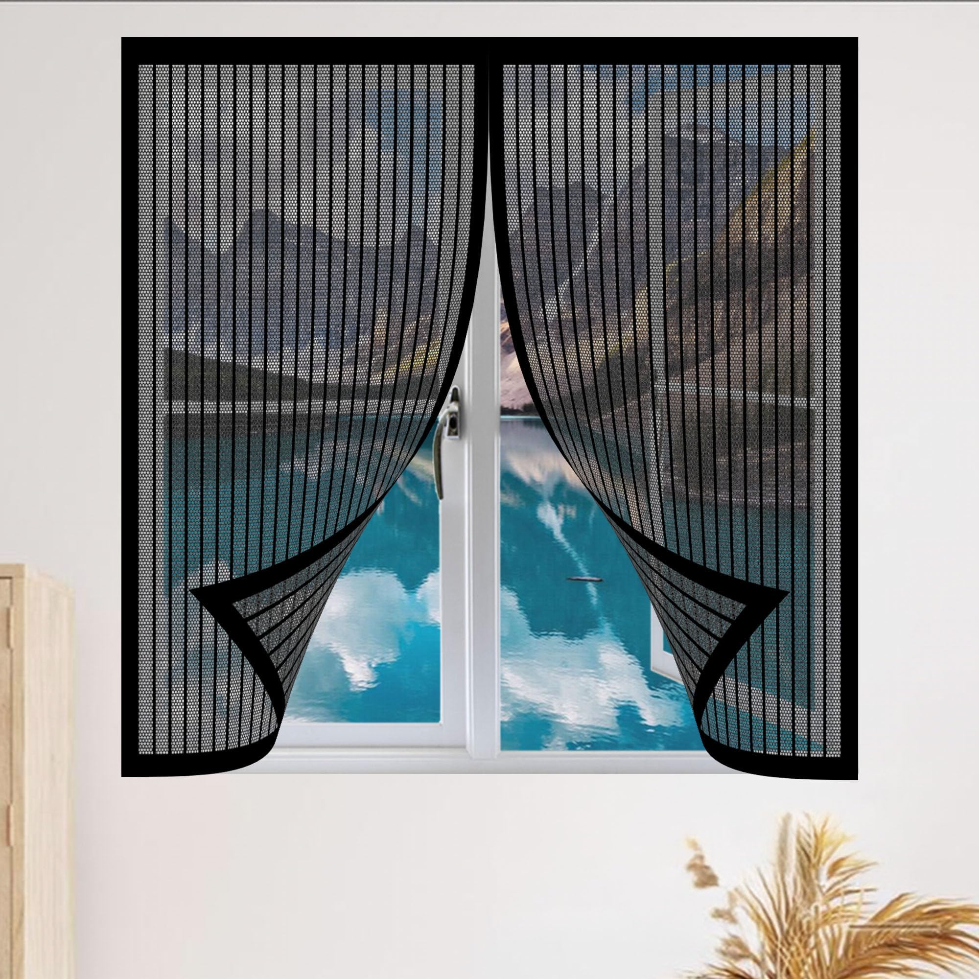 Moustiquaire fenêtre aimants puissants anti insectes fermeture automatique