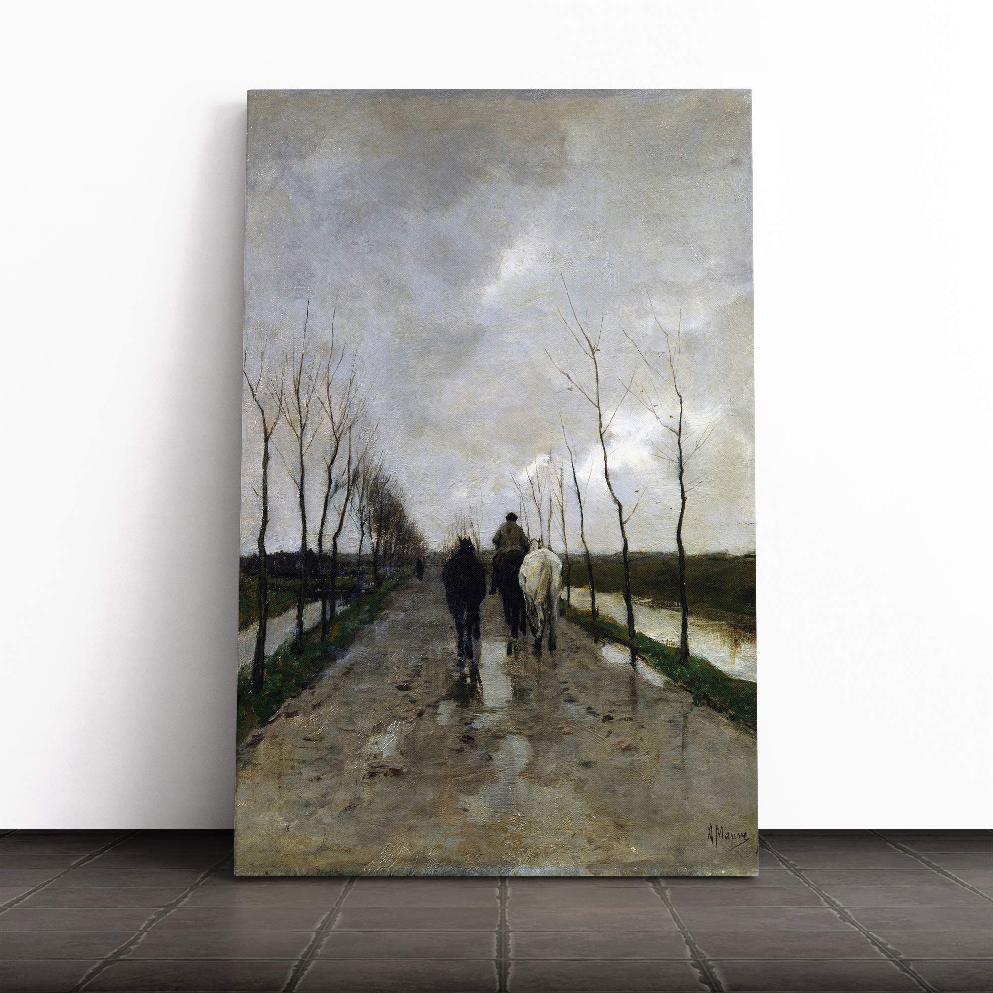 Anton Mauve A Dutch Road Canvas Print | Gallery Wrapped 30mm Frame Wall Art | 20x14 inches | Ready to Hang | Modern Picture | Living Room Bedroom Lounge Office