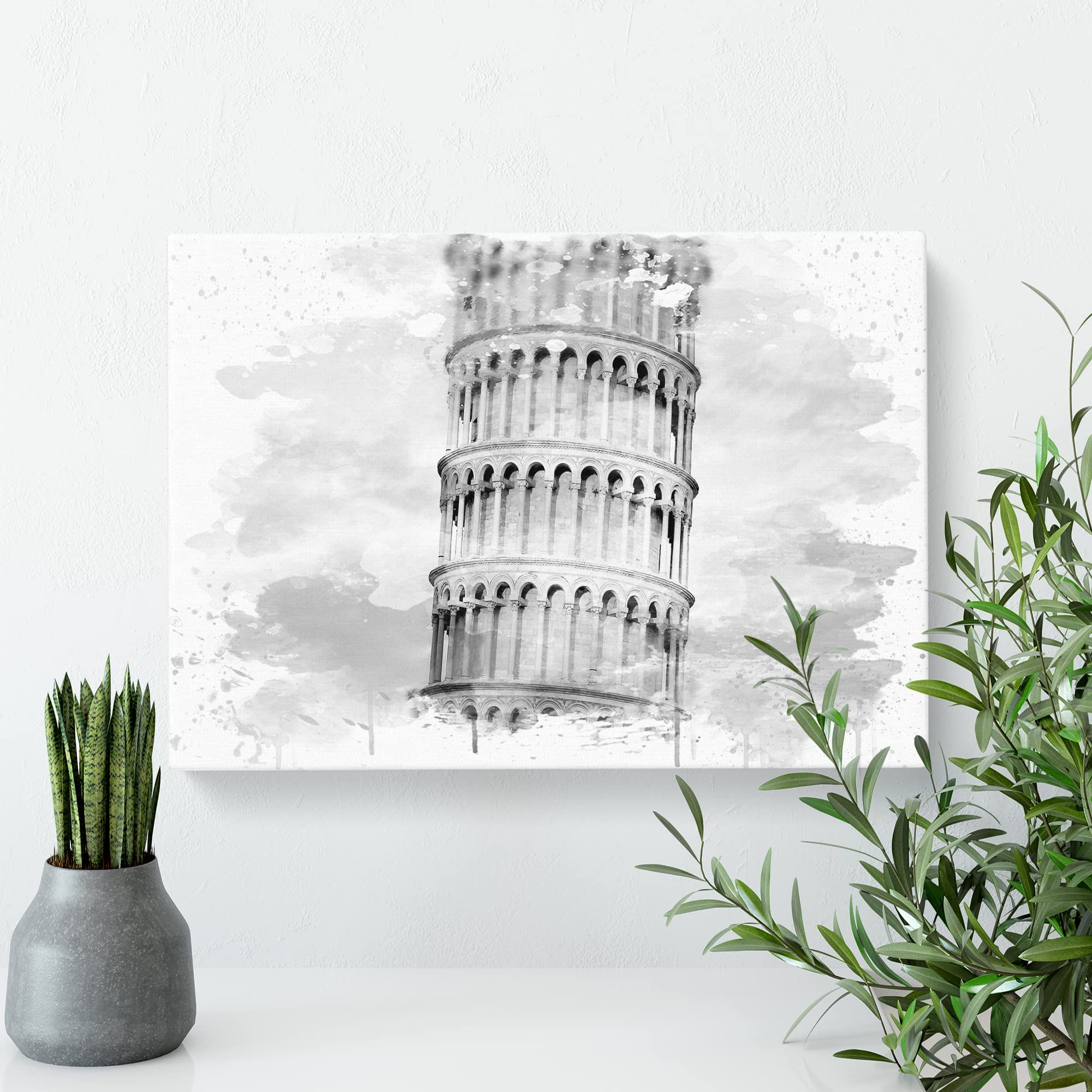 Leaning Tower of Pisa Italy V4 Canvas Print, Mixed, 25L x 50W cm - Image 2