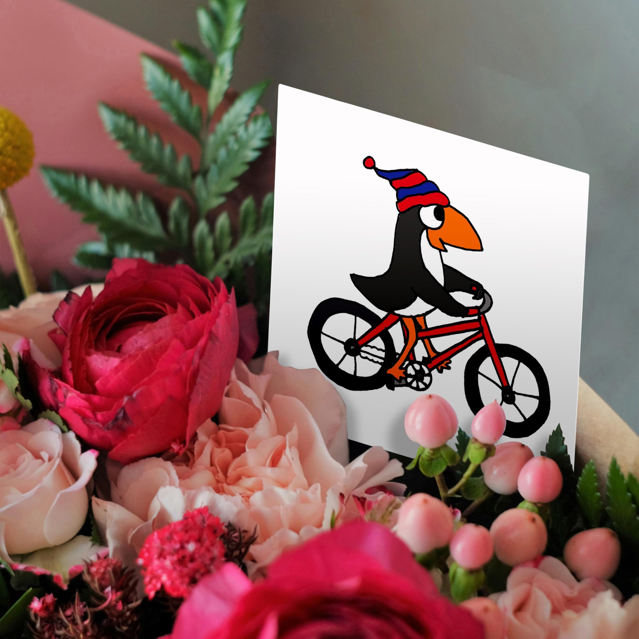 Amazon | All Smilesアート鳥 – Funny Penguin Ridingレッド自転車