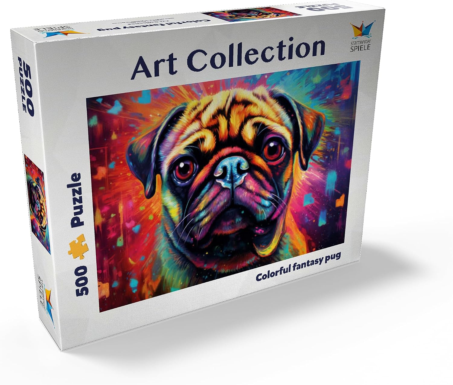 MyPuzzle Colorful Fantasy Pug - Premium 500 Piece Jigsaw Puzzle for Adults
