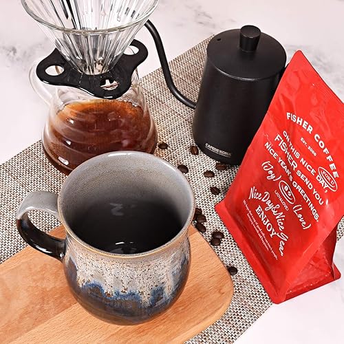 Miniatura 6 de Bosmarlin Taza de café grande de cerámica, taza de té grande para oficina y hogar, 21 onzas, apta para lavavajillas y microondas, 1 unidad