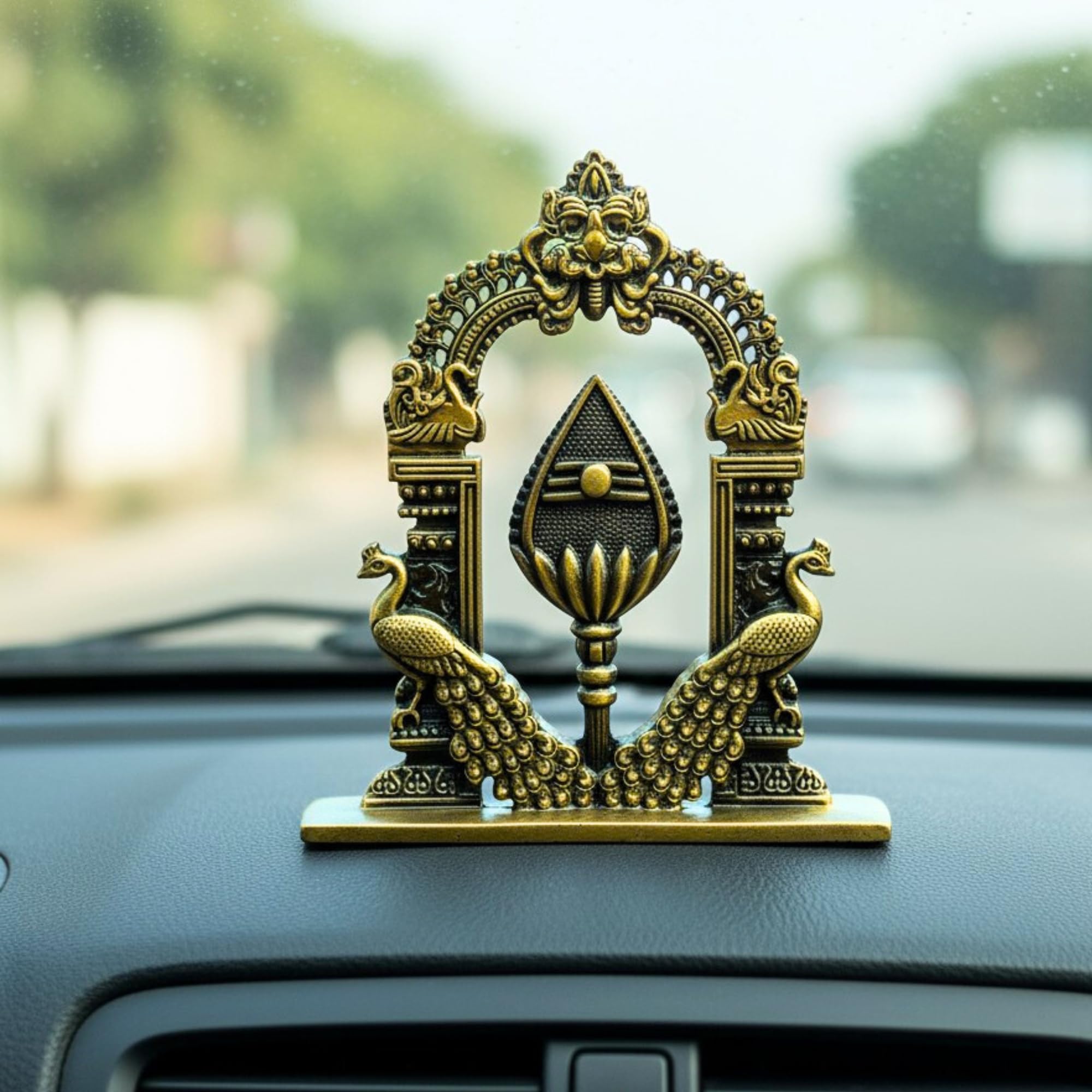 Lord Murugan to Your Car Dashboard Golden Metal Idol Pooja & Office Hindu God Kartikeya ensuring a Blessed and Protected Journey (Antique Gold)-image-15