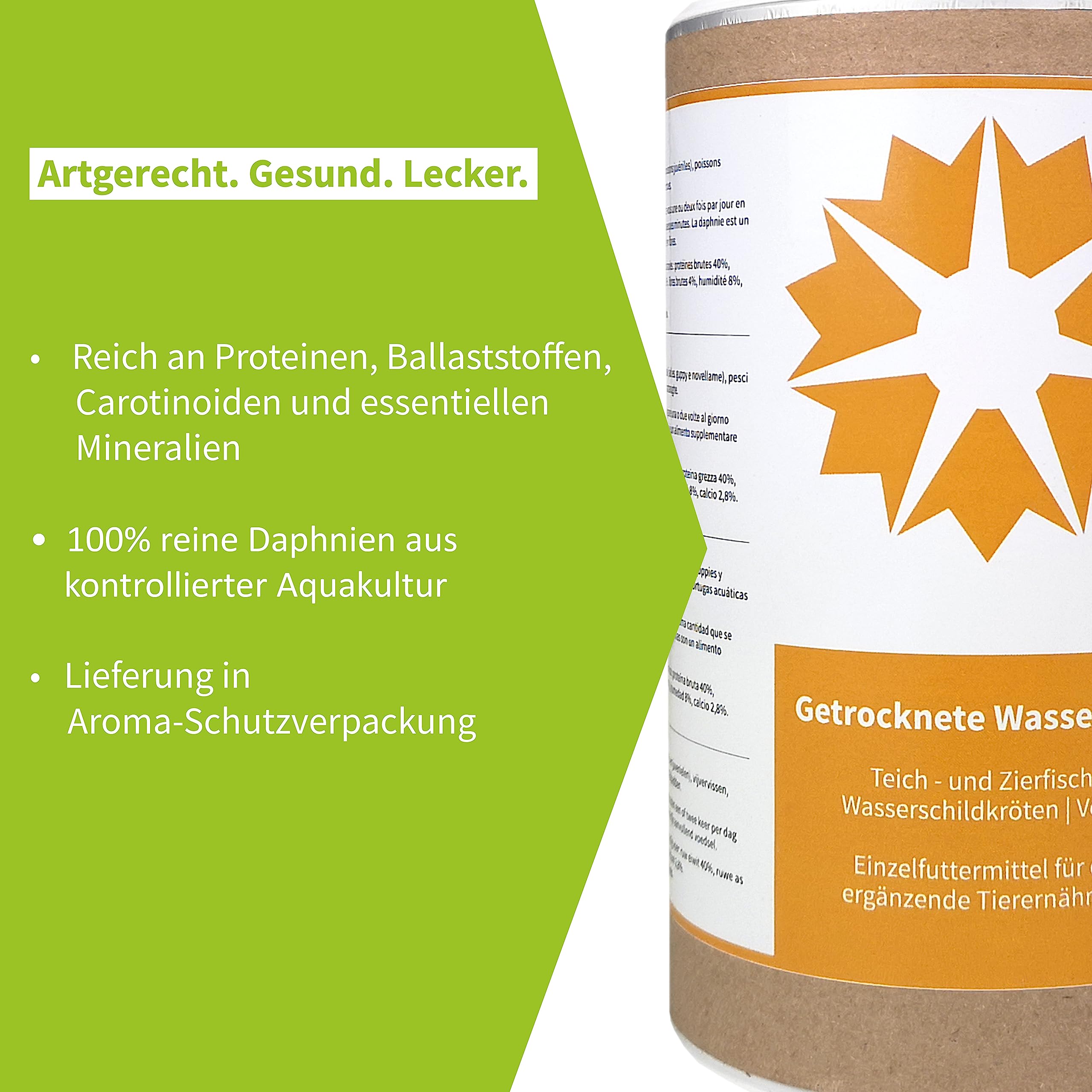 Daphnien Wasserflöhe Getrocknet 4kg | Zierfischfutter für Guppy, Platy, Cichliden, Diskus, Skalar, Koi, Garnelen | Fischfutter | Natur-Futter für Vögel