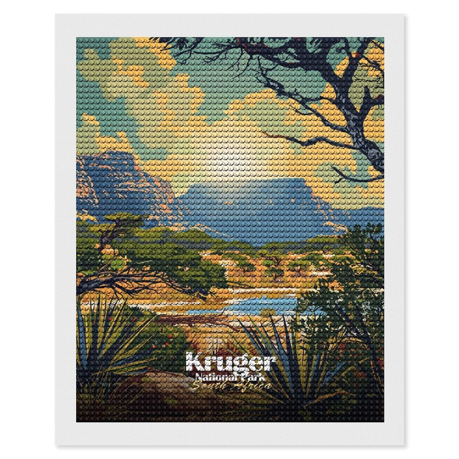 Junmoney Kruger National Park South Africa Diamond Art Canvas 16"x20", for Teens, Nice Detail and Sparkle, Farmhouse Decor, Festive Craft Gift, Easy to Enjoy