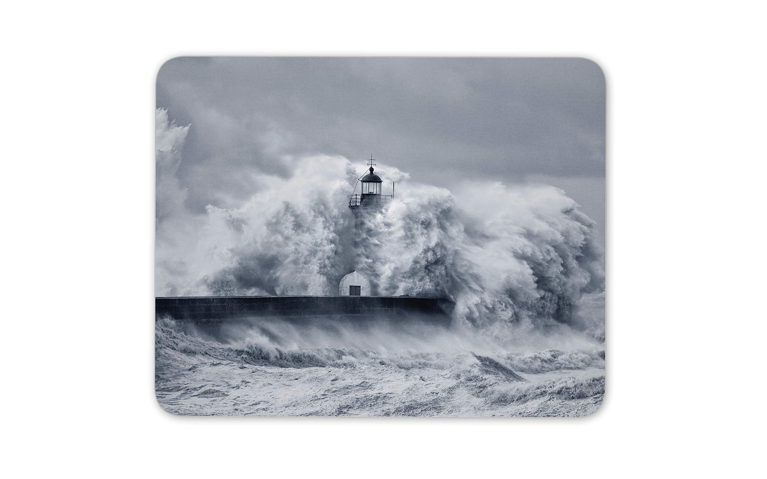 Tappetino Per Mouse Morbido Con Immagine Faro Mare Onda, 19,6 X 23,5 Cm, Resistente Ai Graffi (Design UK #16964)