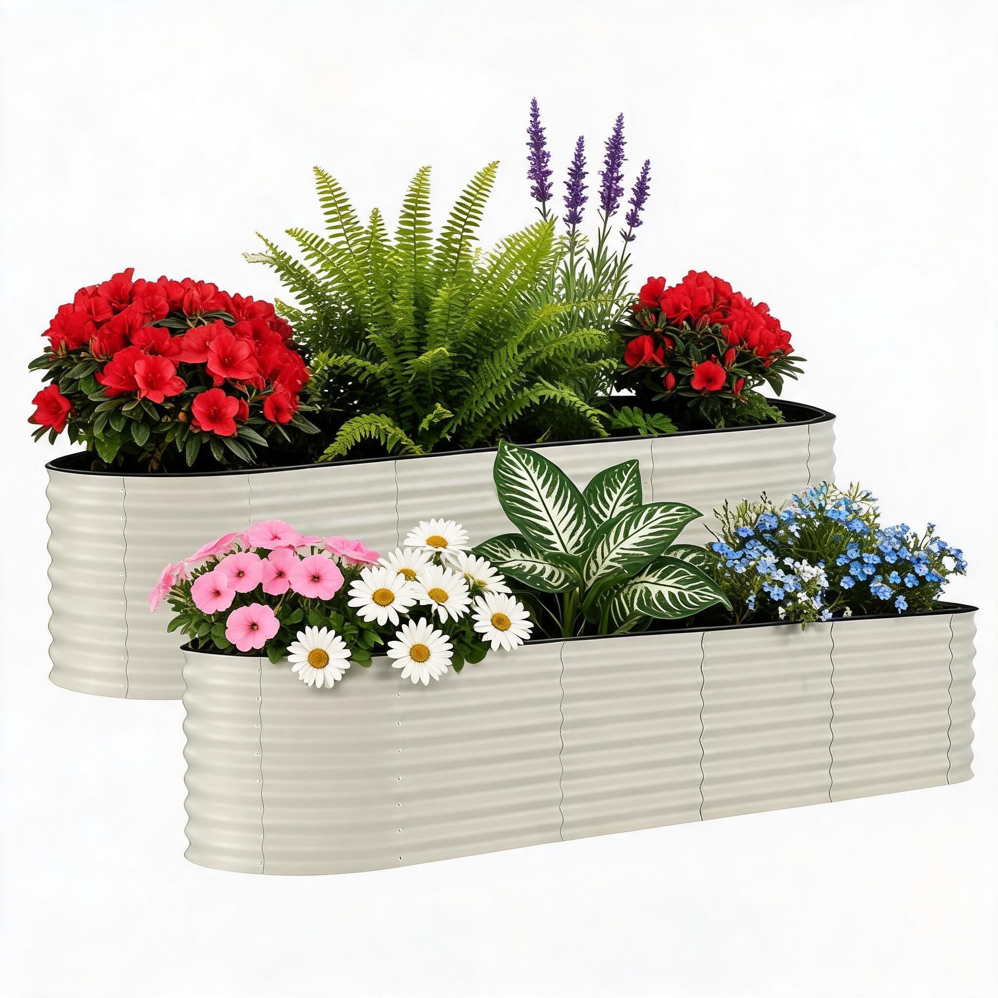 GarveeTech 2Pcs Raised Garden Bed 240x60x60cm, Galvanised Steel Planter Box