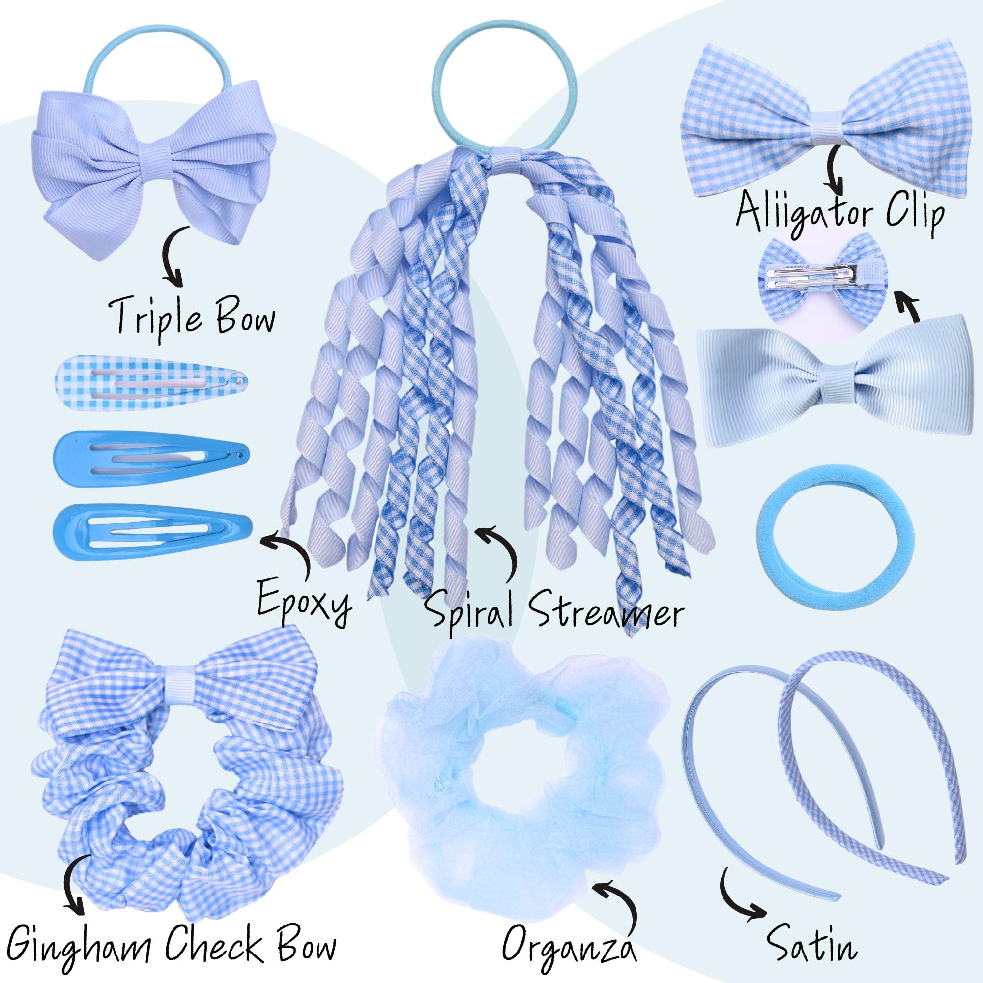 Basic Sense Gingham Girl Hair Accessories Set 23 Pieces Hair Ties, Pins, Scrunchies - Image 2
