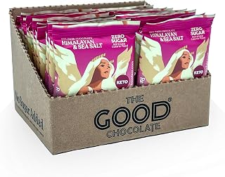 The Good Chocolate - Himalayan Salt Keto Chocolate Squares, Zero Sugar, Lower Net Carb Snack, Lower Calorie, Vegan Chocolate Candy, 24 Square Family Pack