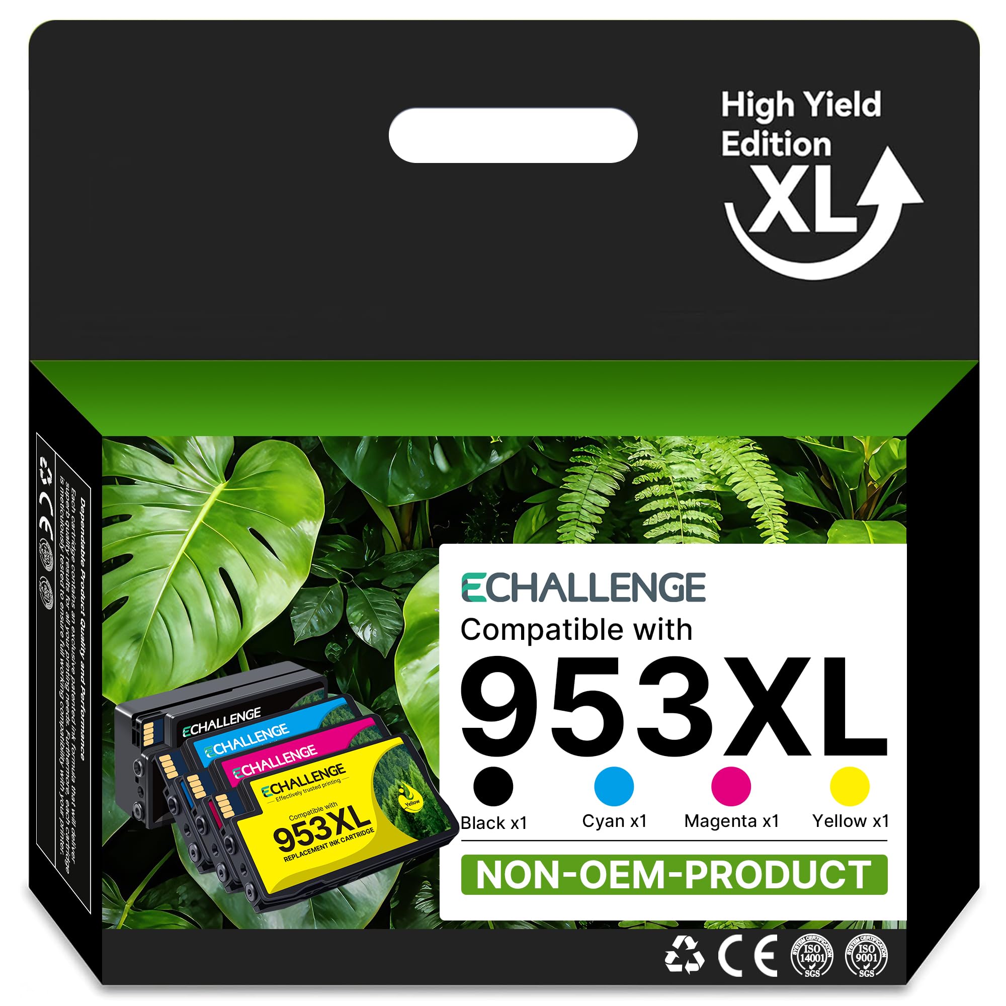 ECHALLENGE 302 XL für HP 302 druckerpatronen Multipack 302XL patrone für HP Envy 4525 4520 4522 4527 4524 DeskJet 3630 3636 3638 3639 OfficeJet 3830 3831 3833 (1Schwarz 1Farbe,2-Pack) tintenpatronen