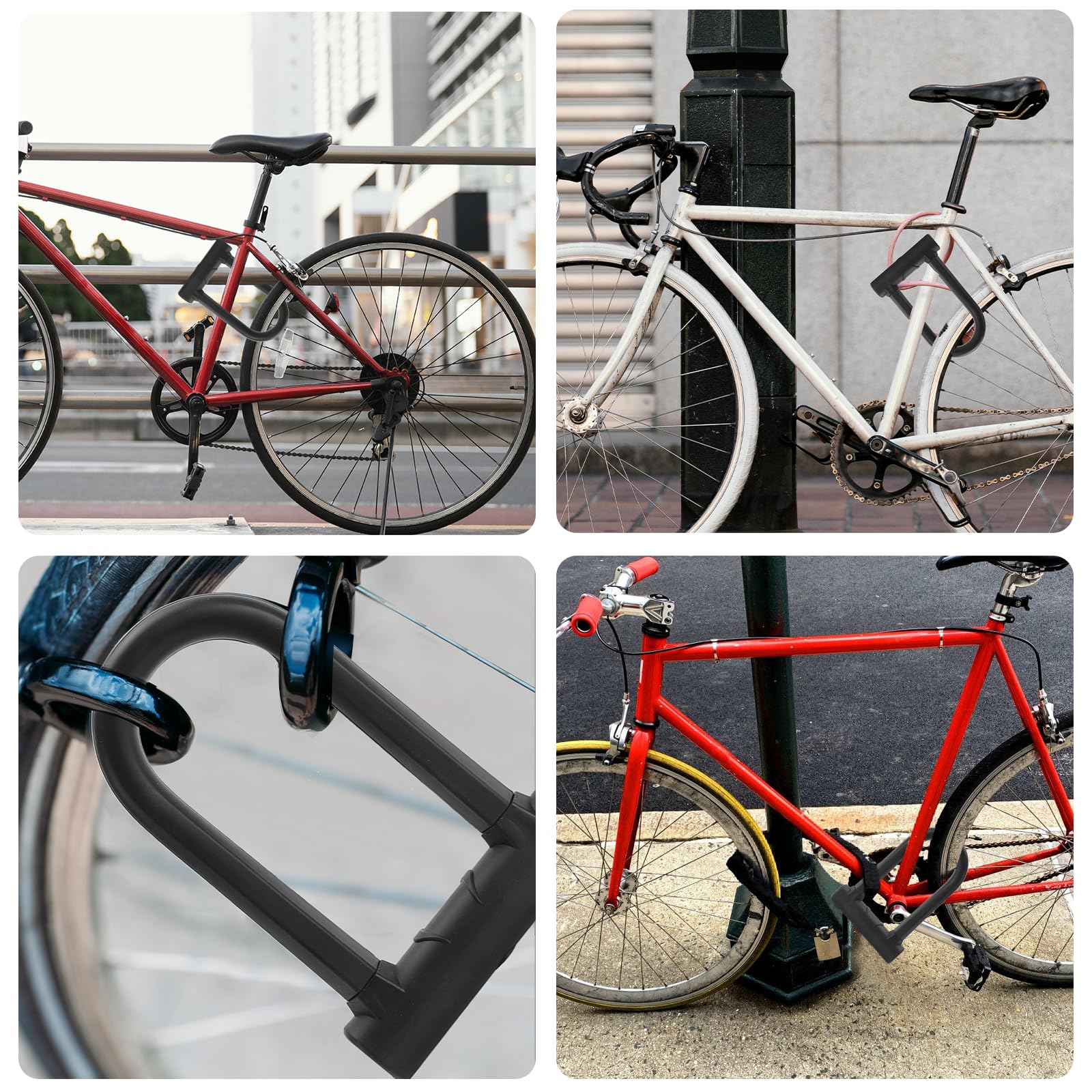 Lucchetto a U, Lucchetto per Bicicletta Incluse Grillo da 17 mm, U-lock con Supporto per Bici e 2 Chiavi, Antifurto Bici, Dimensioni 6,7 cm x 14,7 cm, per Biciclette, E-Bike, Scooter
