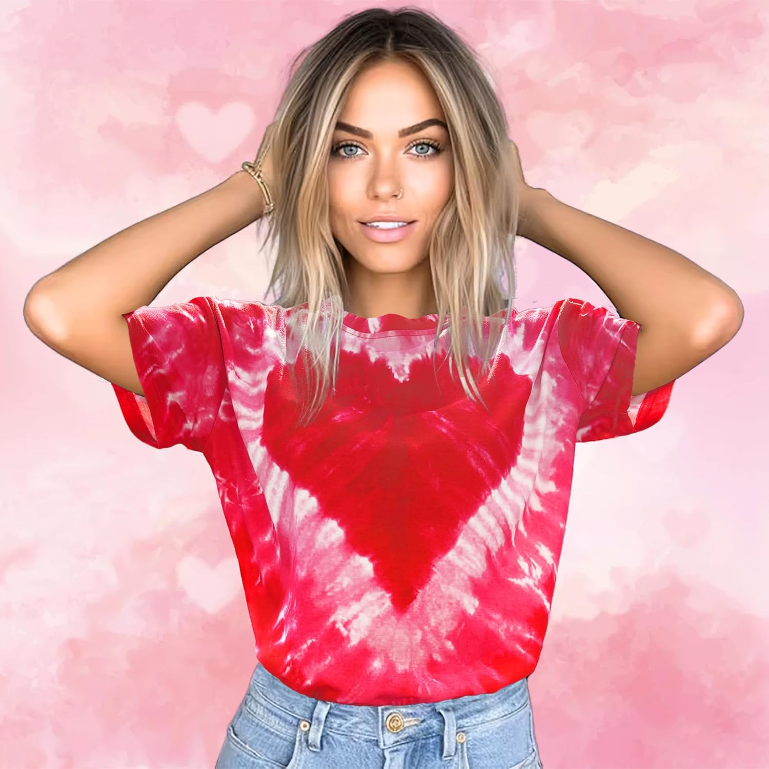 Valentine Shirts for Women Love Heart Graphic Tees Tops Cute Valentines Shirt Short Sleeve Tshirts - Image 3