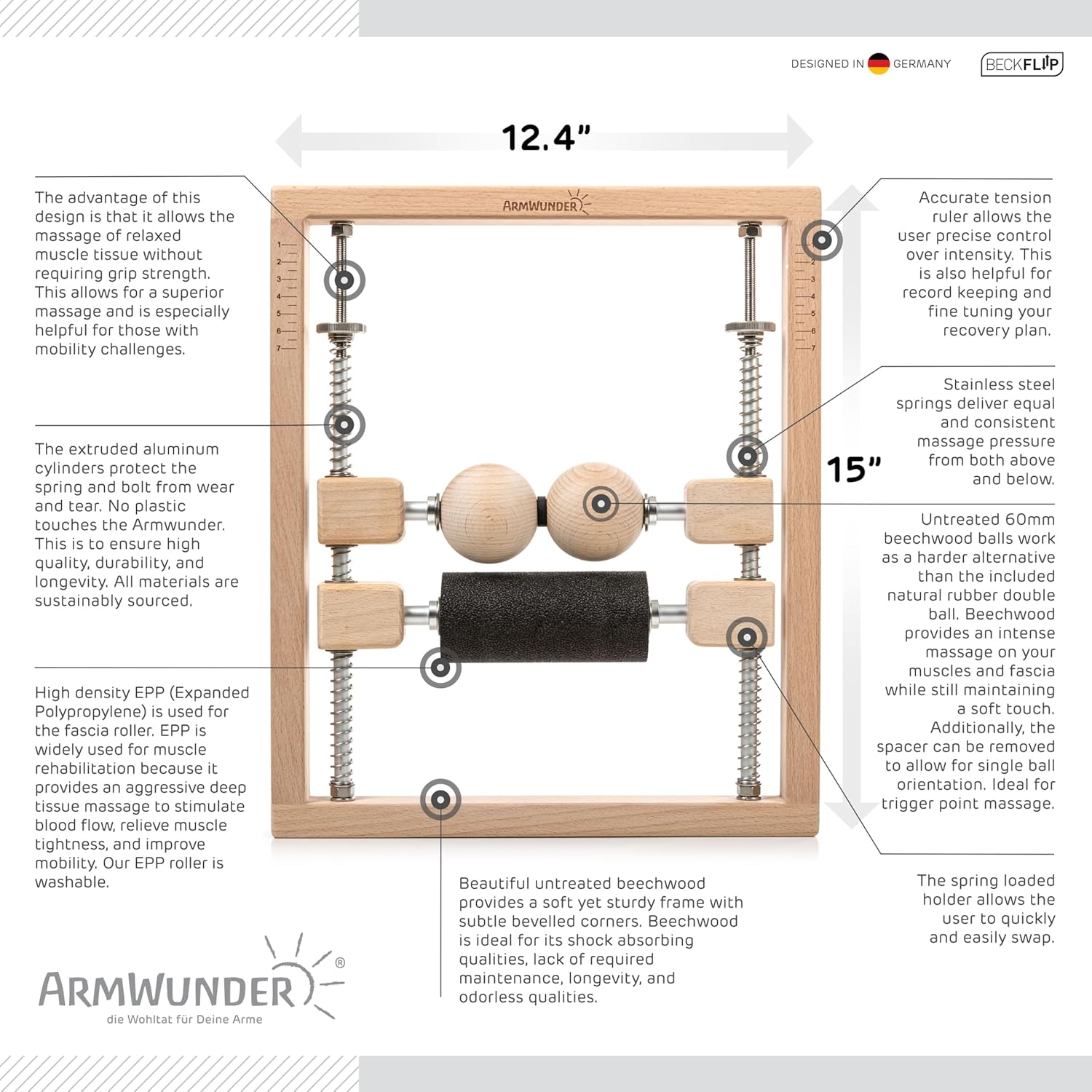 Professional Forearm Massager and Roller - Tennis Elbow, Golfer's Elbow, Tendonitis, Carpal Tunnel, Wrist, Hand, Trigger Point, Active & Myofascial Release - Image 5