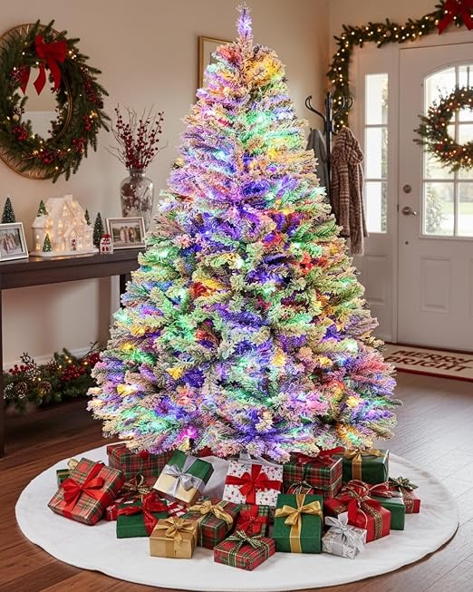 Albero Di Natale Pieghevole Realistico Con Effetto Neve - Altezza 150 Cm, Base 40 Cm, Per Interni Ed Esterni, Facile Montaggio