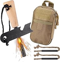 Vista 1 de Fire Starter Survival Tool, Fire Starter Kit Includes Magnesium Rod, Steel Striker, 2 Pcs Wick Hemp Rope and Multifunctional Outdoor Bag, Fire