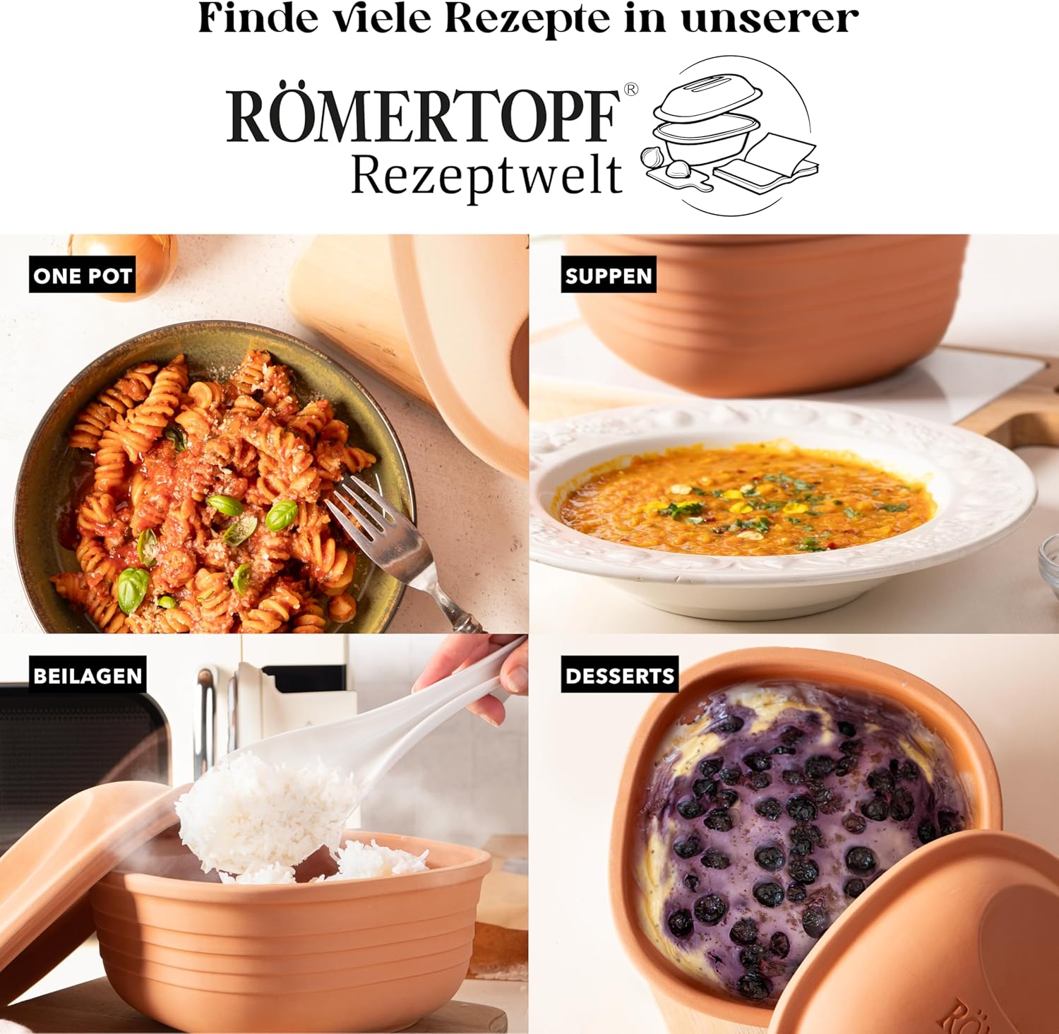 Römertopf 15505 Multi-Fucntional Square Clay Baker 2-4 People MADE IN GERMANY