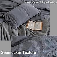 Vista 6 de Andency Edredón gris oscuro tamaño King (104 x 90 pulgadas), 3 piezas de microfibra suave y ligera de sirsaca gris con 2 fundas de almohada, juego