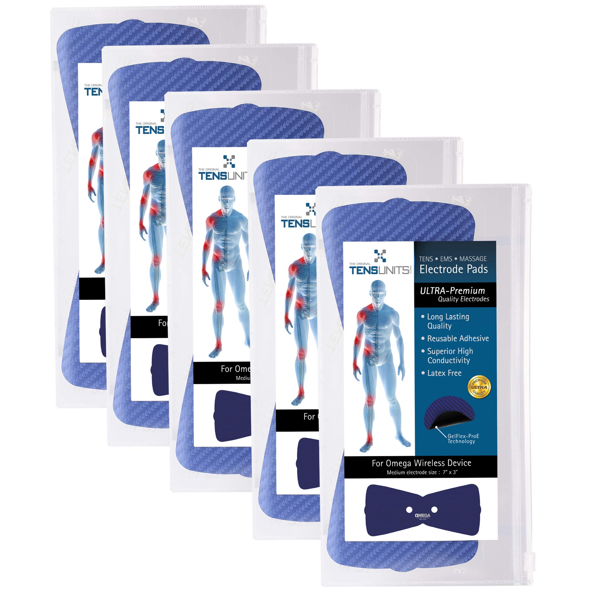 OMEGAUltra Premium 7" x 3" Butterfly Electrodes for Omega Wireless - 1 Pack (Single Pad)