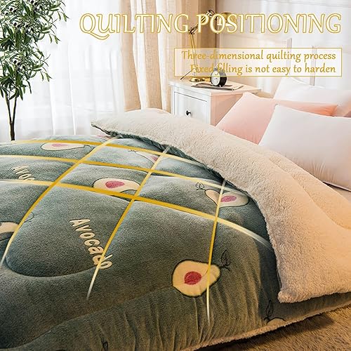Miniatura 5 de RRNAR Edredón de invierno grueso de doble cara, edredón individual doble, mantiene el calor, edredones transpirables de cachemira de cordero para
