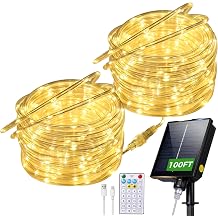 Connectable 100FT 600LED Solar Rope Lights Outdoor Waterproof