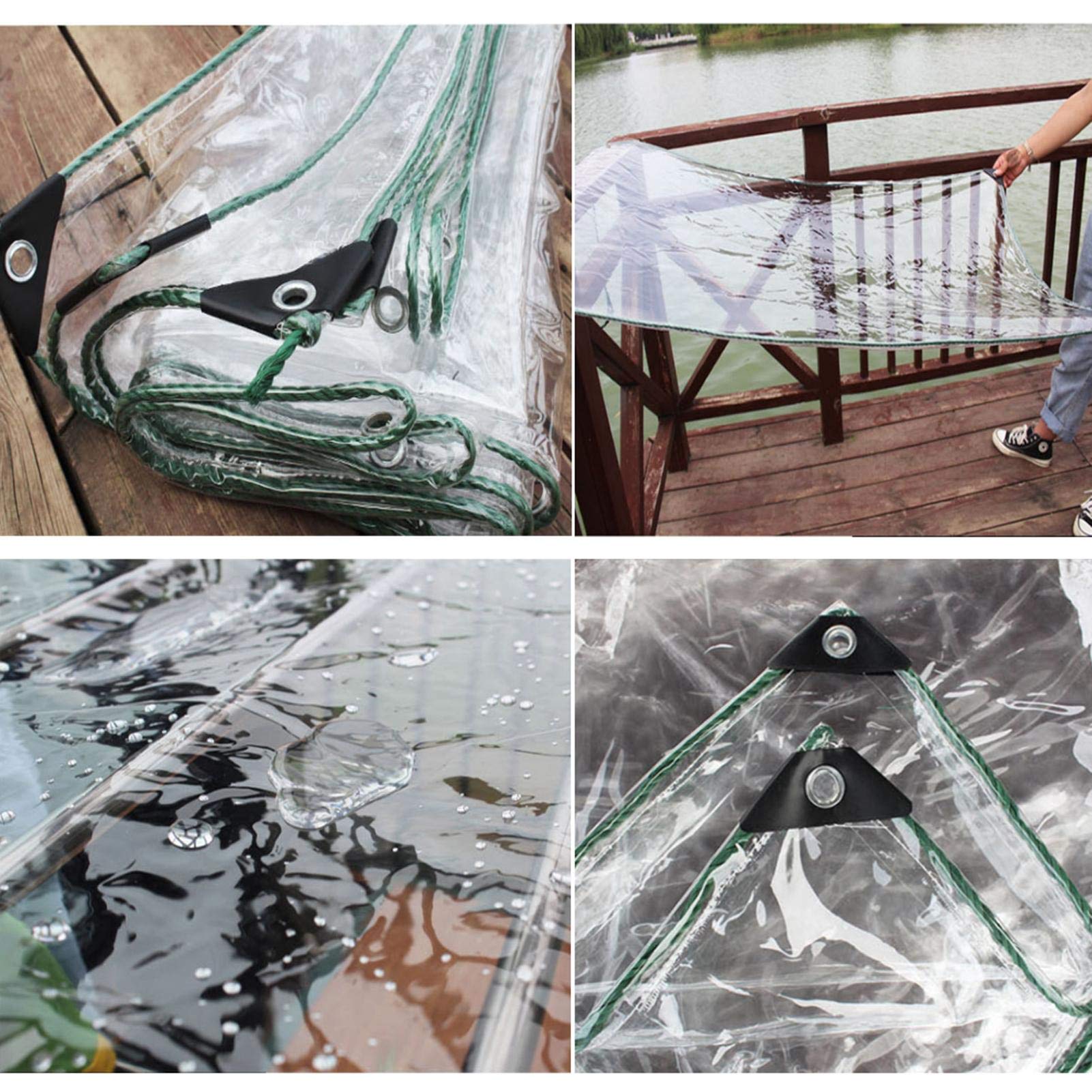 0.4mm Transparente Plane Mit ösen,Wasserdicht Klar Abdeckplane Gewebeplane PVC Folie Markisen Tarps Schutzplane Für GartenmöBel,Bodenabdeckungen Schuppenstoff Regenfest 450G/M²(2.4x3m/7.9x9.8ft)