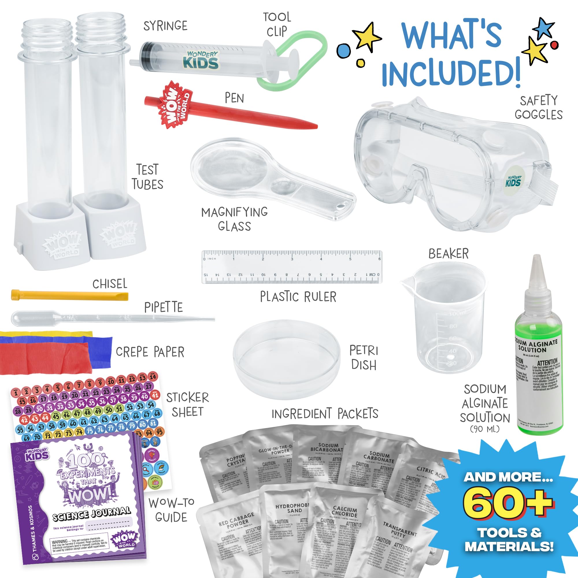 Wow in The World 100 Esperimenti Che Wow Science Kit di Thames & Kosmos, oltre 60 strumenti e materiali, chimica unica, fisica, biologia e scienze della terra Attività w/Science Journal for Ages 6+