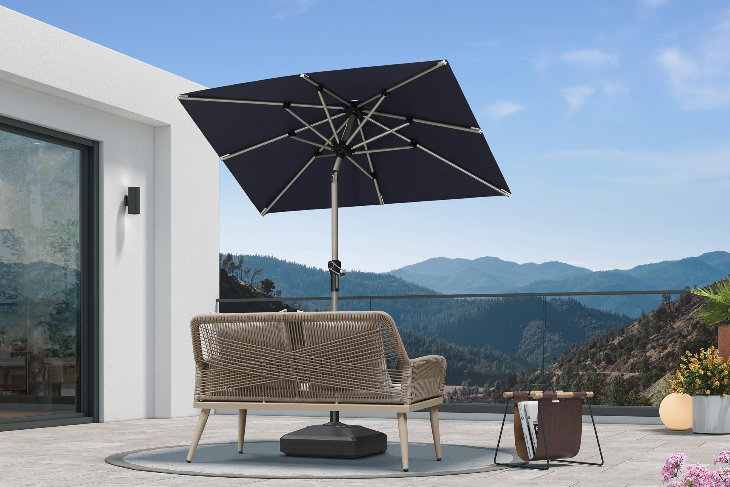 9 double vented patio umbrella with tilt 9.5' Double-sided Patio Umbrella with 3 Air Vents, Tilt and Crank, Outdoor  Umbrella, Navy Blue - Bed Bath & Beyond