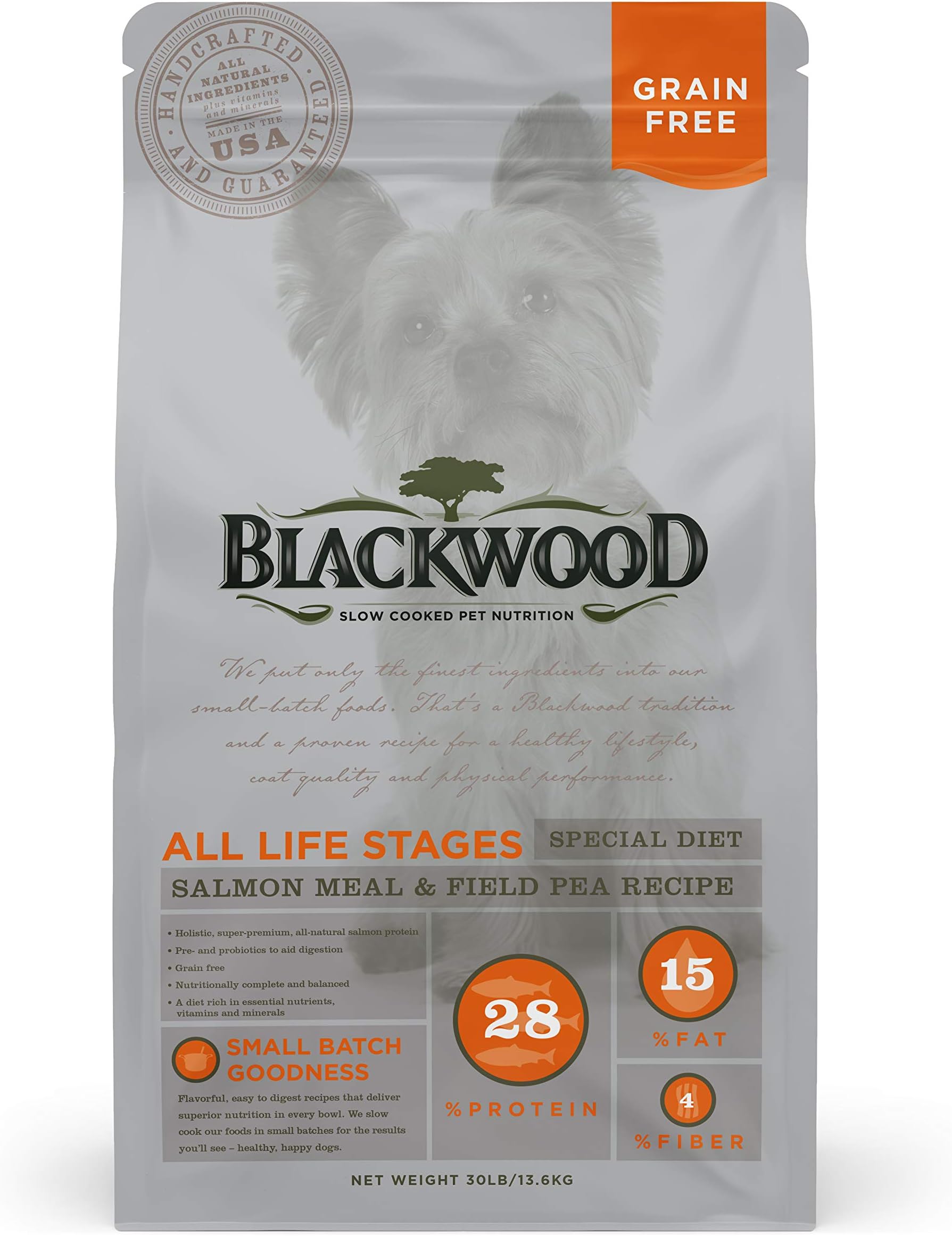 Blackwood Special Diet All Life Stages Dry Dog Food, 30Lb., Salmon Meal & Field Pea Recipe, Sensitive Skin and Stomach, Grain Free Dog Food