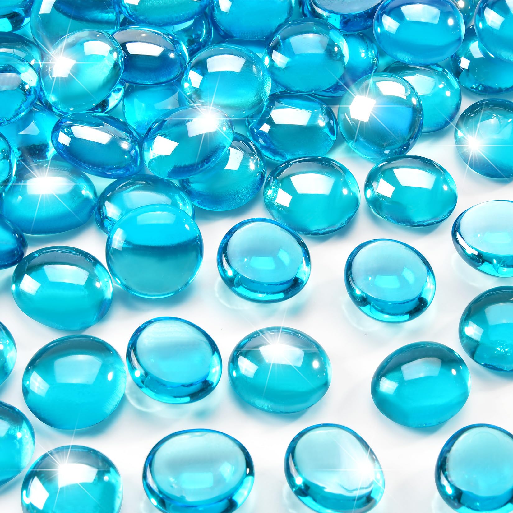 10 Pounds Oceanic Blue Fire Glass Beads 3/4 Inch Firepit Gems for Fire Pit Table, Fireplaces, Fire Bowl, Garden Landscaping & DIY Crafts