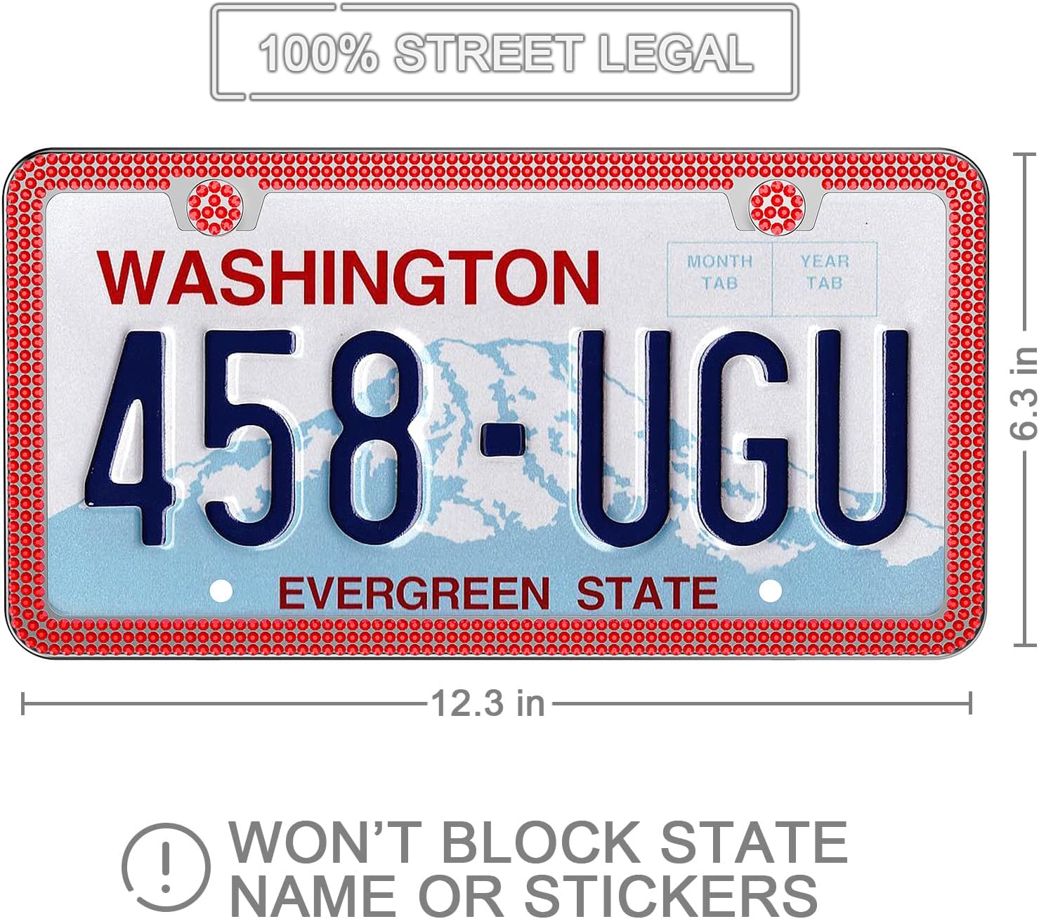 SHARE&CARE Bling License Plate Frame with Gift Box, Crystal License Plate Cover, Car License Plate Holder with Rhinestone Crystal Diamond Screw Set - 2 Pack (White-gi) - Image 3