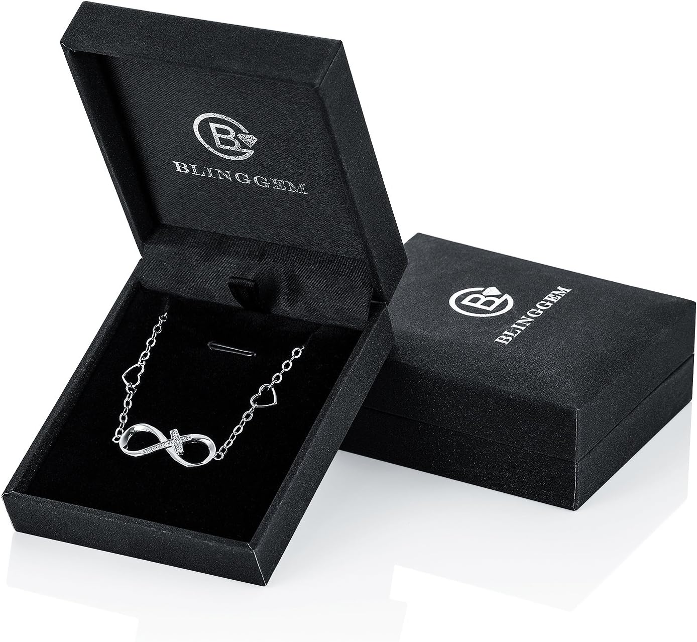 BlingGem Bracelet for Women Infinity Cross 925 Sterling Silver Cubic Zirconia Religious Cross Infinity Love Charm Bracelet Birthday Jewelry Gifts for Women Wife