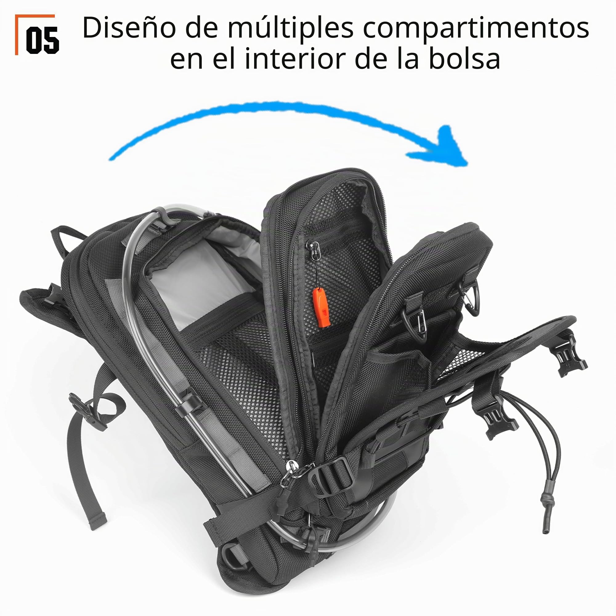 Rhinowalk Bolsa para tanque de motocicleta, mochila para motocicleta con sistema MOLLE de 1,5 l, compatible con Honda, Yamaha, Suzuki, Kawasaki, Harley, negra
