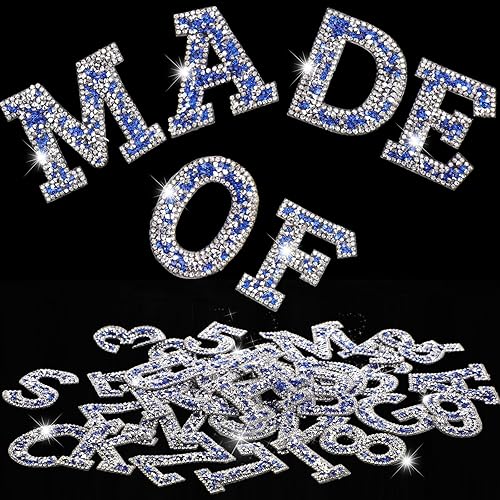Vista 17 de WILLBOND 37 Pieces Rhinestone Letter Stickers Large Glitter Alphabet Crystal Number Self Adhesive Bling Stickers Iron on Letters for Art Crafts