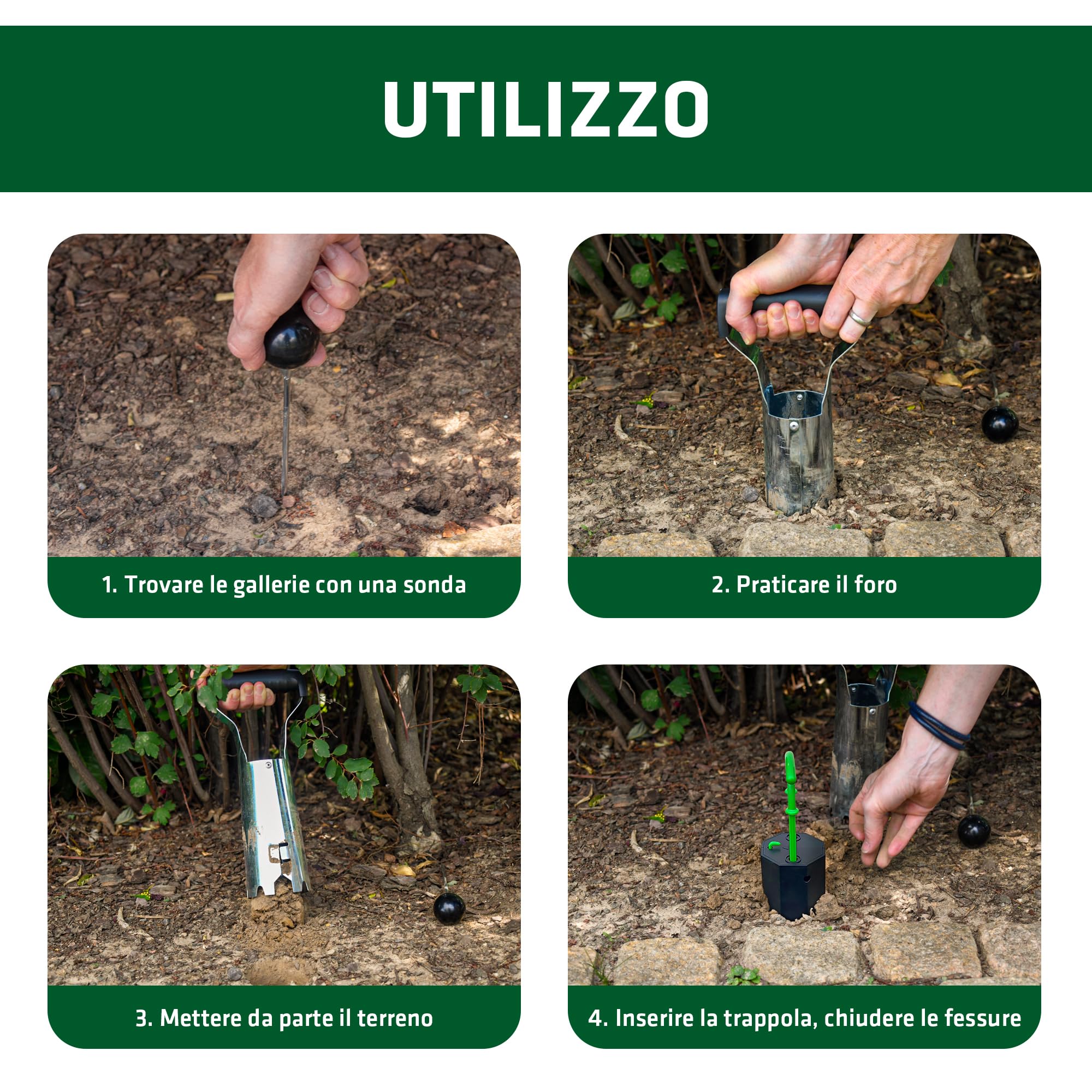 GARDIGO® Trappola per Talpe e Arvicole - Set di 3 Pezzi | Scaccia Talpa | Anti Talpe da Giardino | Trappola Arvicole | Cattura da 2 Direzioni | Antitalpa