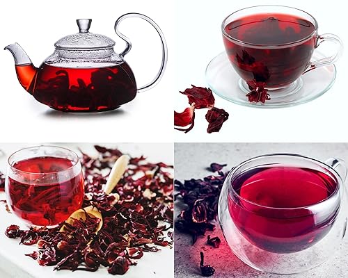 Miniatura 5 de ZAVBE Té de Hibisco 1 libra de Flor de Hibisco Seca Perfecto para Té de Hibisco en Hojas Sueltas, Flor de Jamaica, Cortada y Tamizada Envasada en