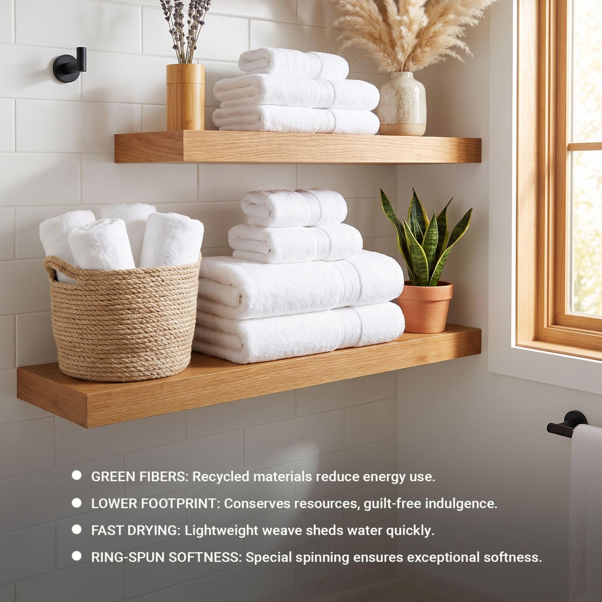 Set di 12 asciugamani in cotone ecologico di qualità superiore per casa, dormitorio e appartamento. Assorbenti, ad asciugatura rapida, morbidi. Include 4 asciugamani da bagno, 4 per le mani e 4