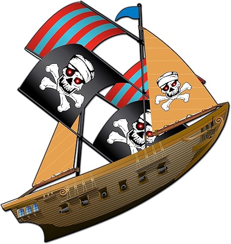 Cometa de barco pirata: perfecta para la playa, parque, parque infantil o un picnic; Incluye cometa 3D de lujo, SkyStreamers, mango y línea; Listo