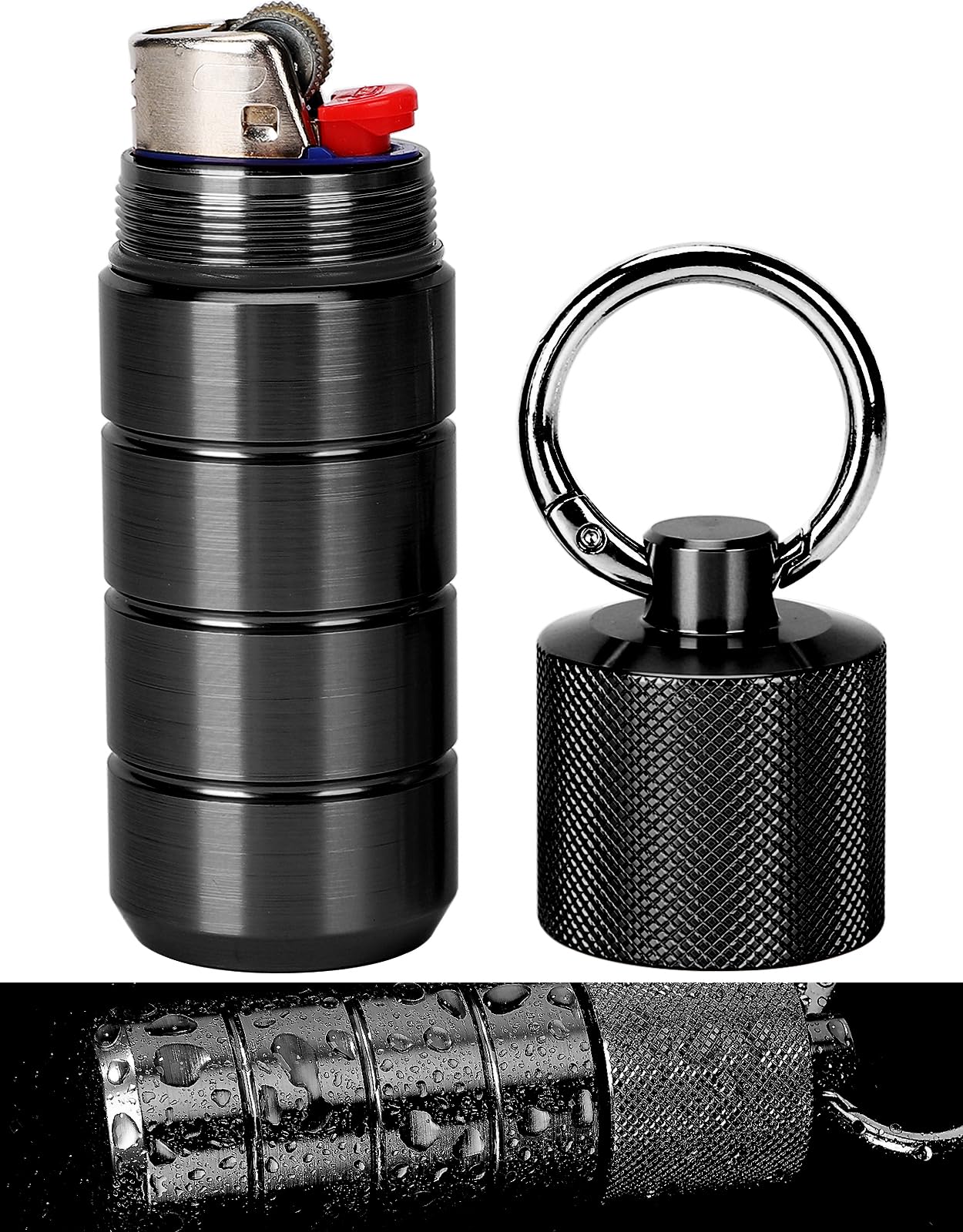 Waterproof Lighter Case Cover Holder for BIC Regular Lighters Sleeve Type J6 Outdoor Survival Multipurpose Seal Lighter Pouch (Black) for Hiking,