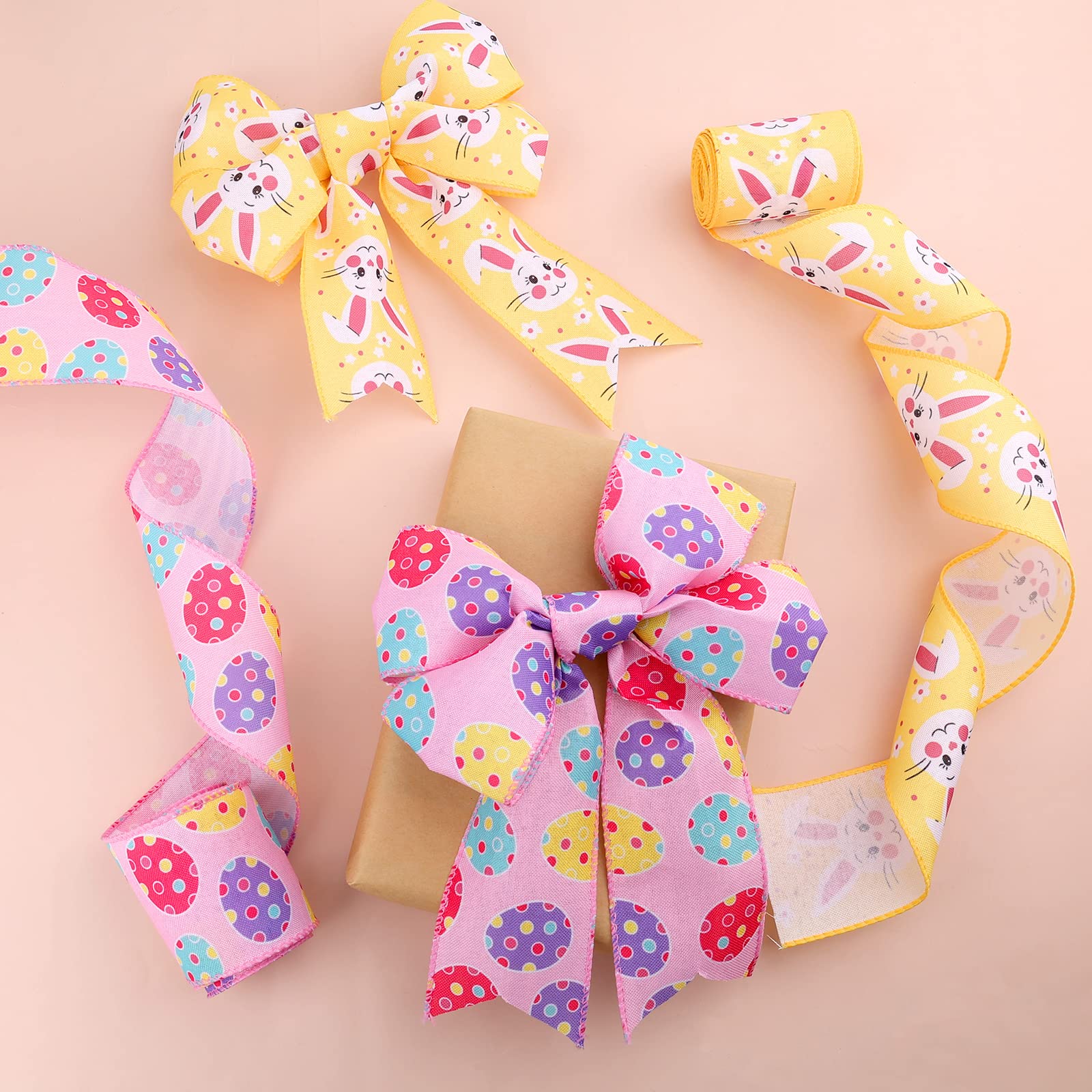 Nastro Pasquale Con Coniglietti - 9,1m X 5cm, In Raso Per Decorazioni E Regali - Foto 3