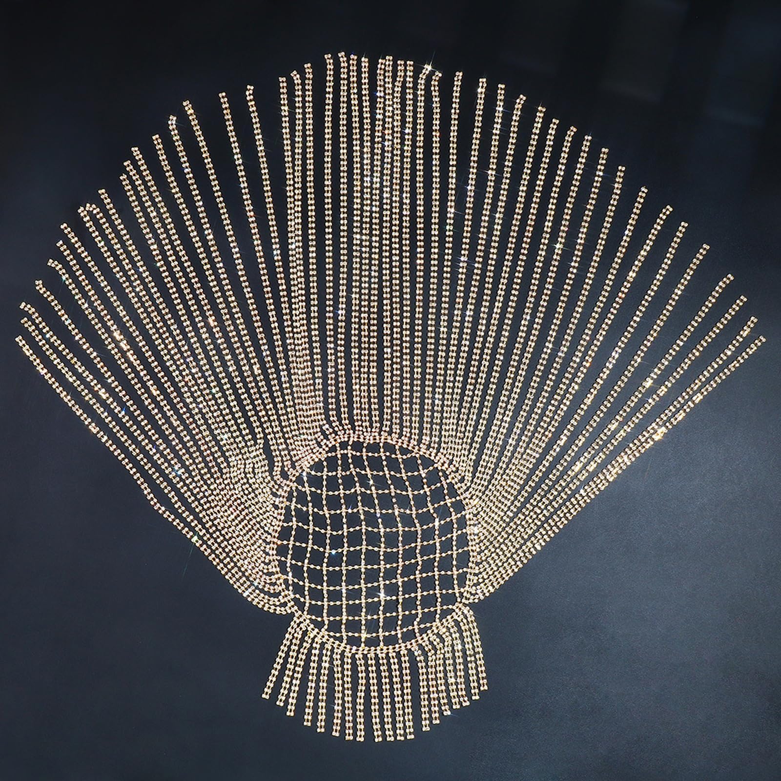 Generisch Luxuriöses Strass Haarband mit Fransen funkelnder Strass Haarschmuck Elegantes Statement Haarband