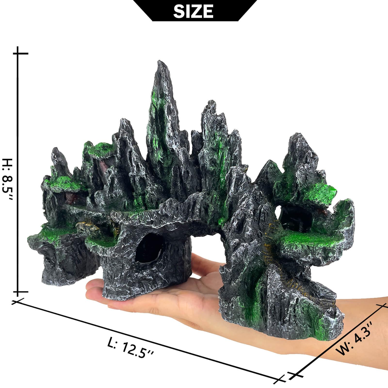Decoración de acuario grande y alta para pecera, adornos temáticos de roca, adornos de piedra para acuario, decoración de acuario, decoración de árbol, casa, cueva, pecera, extragrande