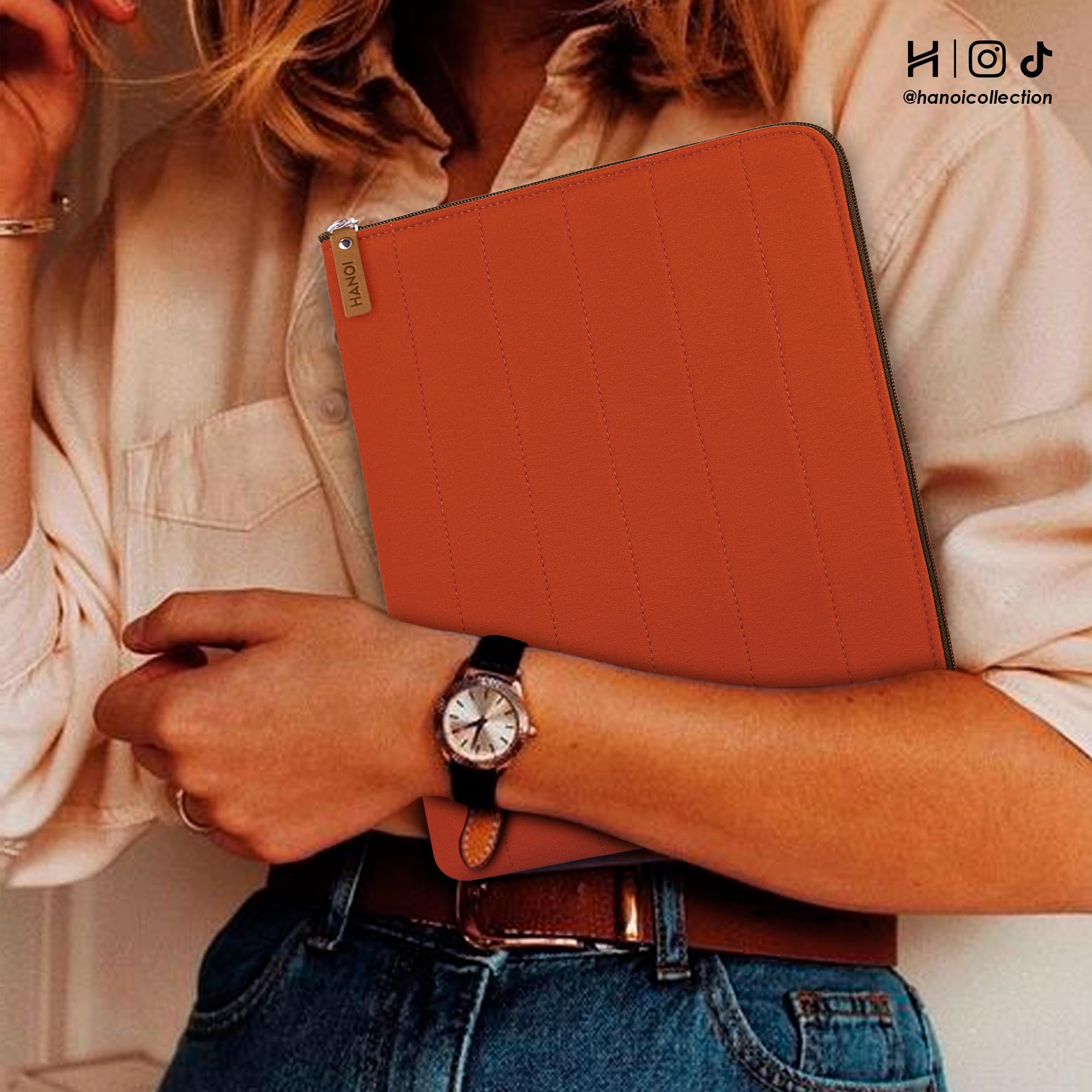 Lisboa™ Housse pour livres de lecture avec fermeture éclair. Housse de transport pour livres rembourrée. Couverture de livres, Protection pour livres. (Orange, Grande)
