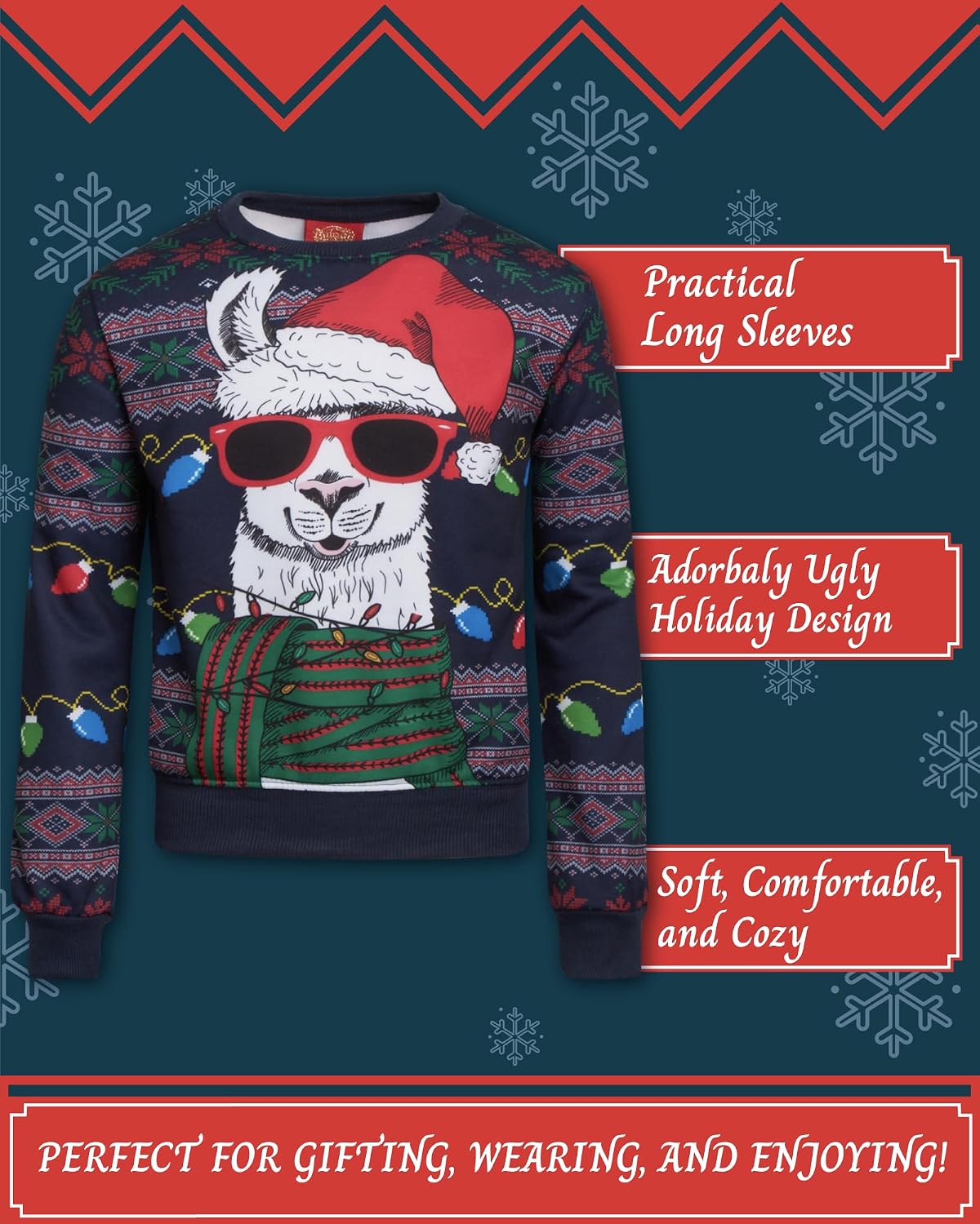 THREADCRAFT Boys Ugly Christmas Sweater Crewneck Pullover