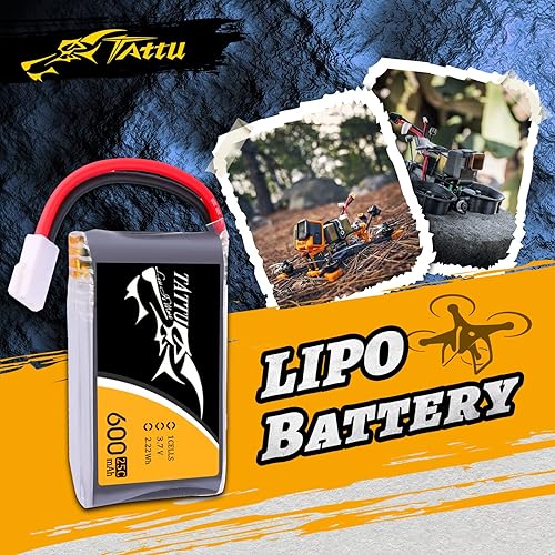 Miniatura 5 de 6 piezas Tattu 37V 600mAh Paquete de baterías LiPo 25C 1S con conector Molex Enchufe para Syma X5X5C X5SW dron cuadracóptero