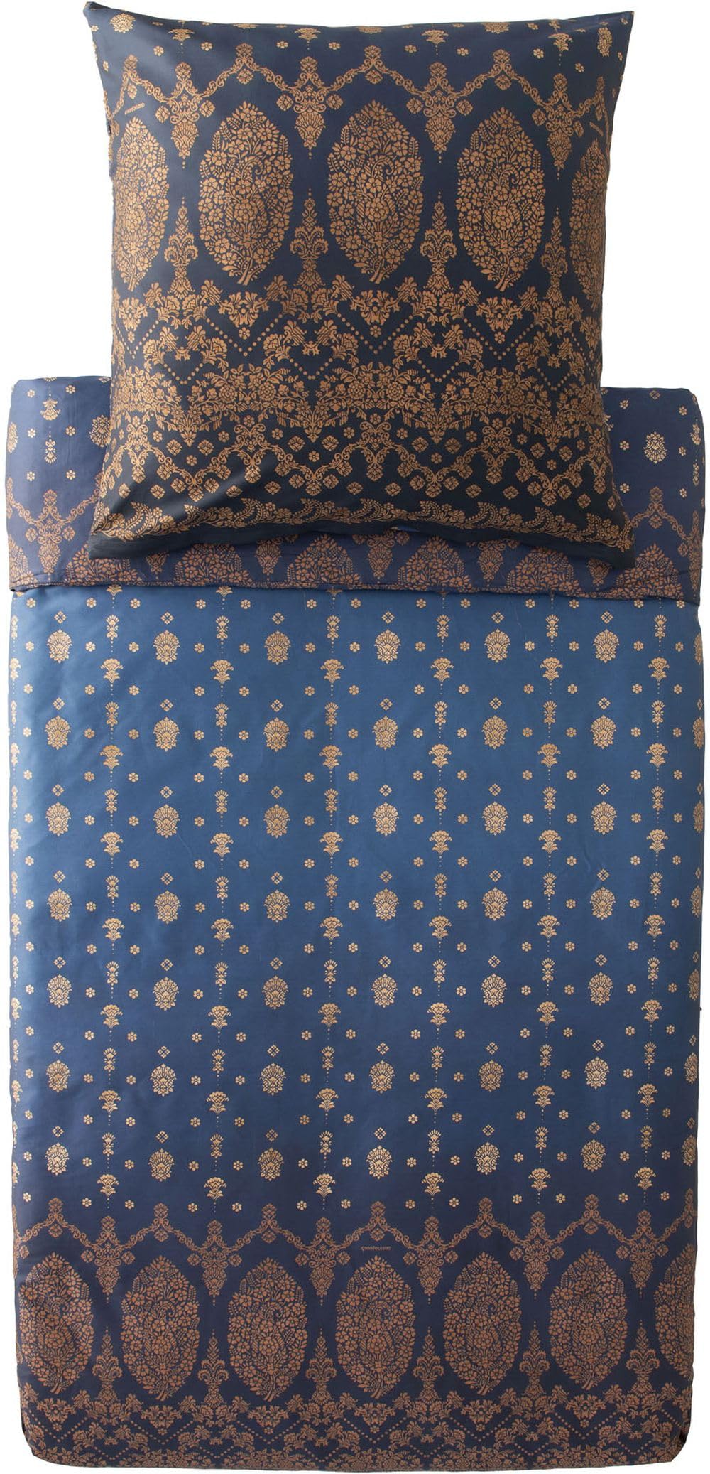 Bassetti Gold Decor 9333251 Bed Linen + 2 Pillowcases Made of 100% Cotton Satin in Blue B1, Dimensions: 200 x 200 cm + 2 K 80 x 80 cm