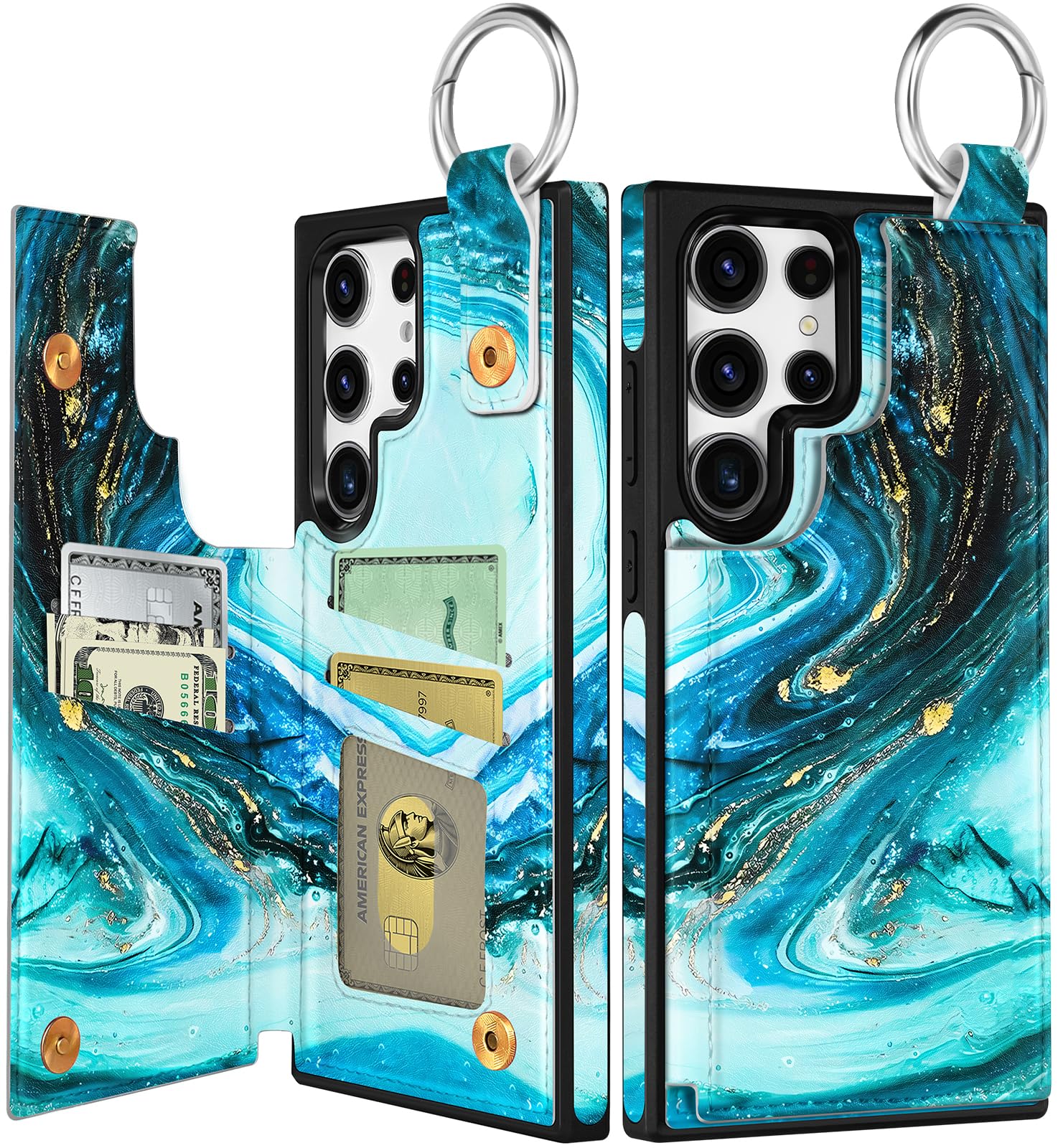 Shorogyt for Samsung Galaxy S24 Ultra Wallet Case with Card Holder - Designer Marble Pattern Kickstand Magnetic Clasp Back Flip Folio Leather Phone