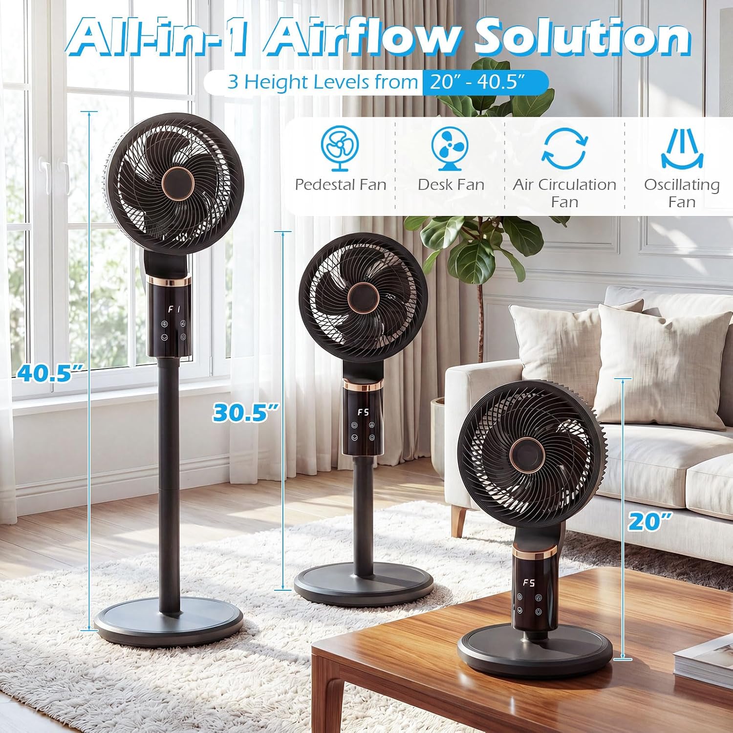DORTALA Fan for Bedroom, Quiet 70° Oscillating Standing Fan with Remote, 12H Timer, 90° Vertical Tilt, Adjustable Height Portable Floor Fan for Home Office (Black)