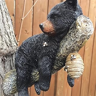 Black Bear Statue Up a Tree,Tree Faces Decor Outdoor,Garden Peeker Tree Hugger Outdoor Sculpture,Garden Decor Tree Hugger Faces for Trees Bear Cub Resin