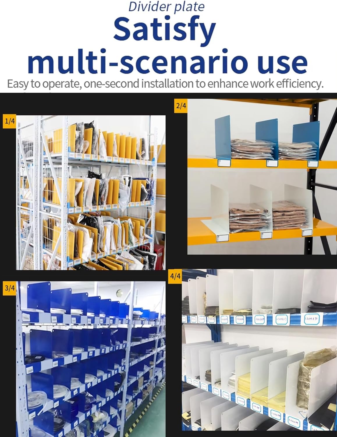 20 Pcs Adjustable Shelf Dividers for Closet Organization - Clear Kitchen Cabinet Separators for Pantry, Bookshelf & Office Storage (Blue, 50x30cm/20x12in)