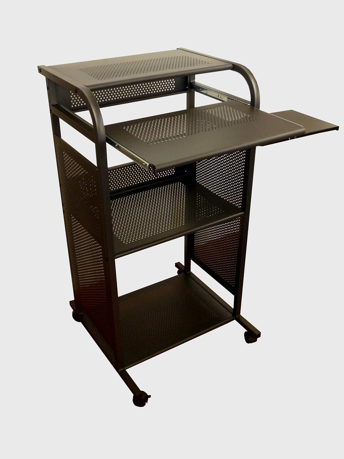 Steel Stand-up Rolling Computer Cart 24" Wide; Black